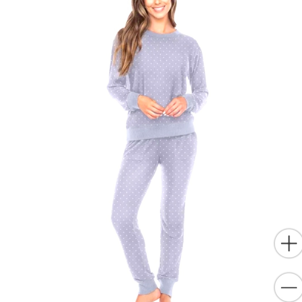 3X Ladies' Ultra Soft 2-piece Pajama Set Purple With Polka Dots